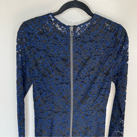 Veronica Beard Gynne Long Sleeve Pencil Dress Lace Black Blue Designer Women’s 4 - Picture 11 of 14